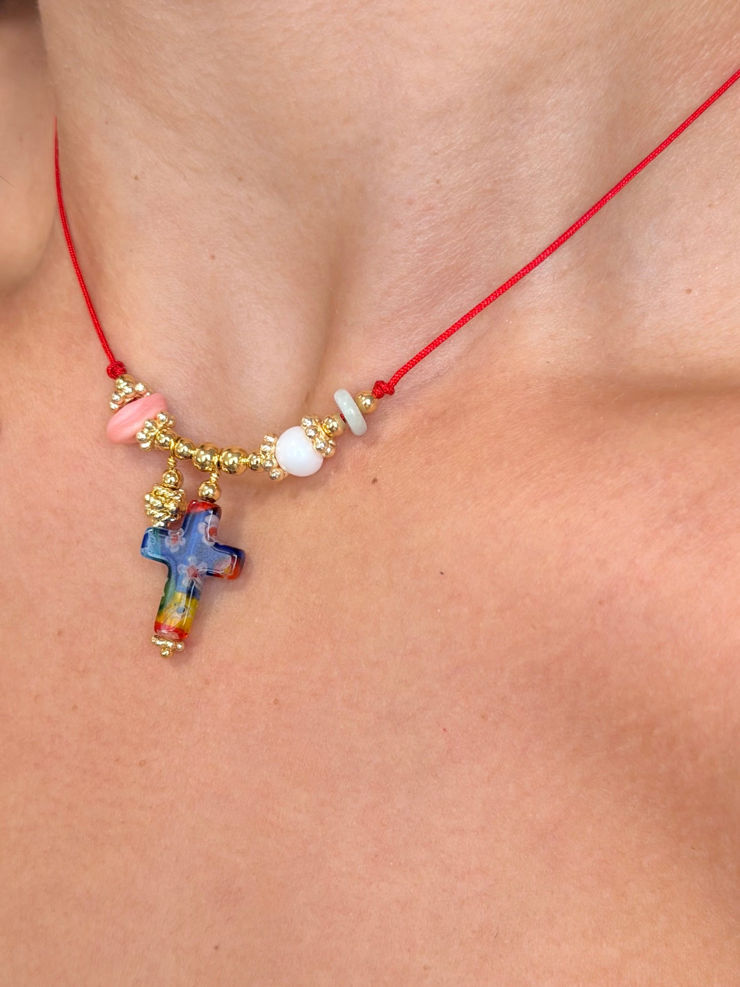 Millefiori Cross Necklace