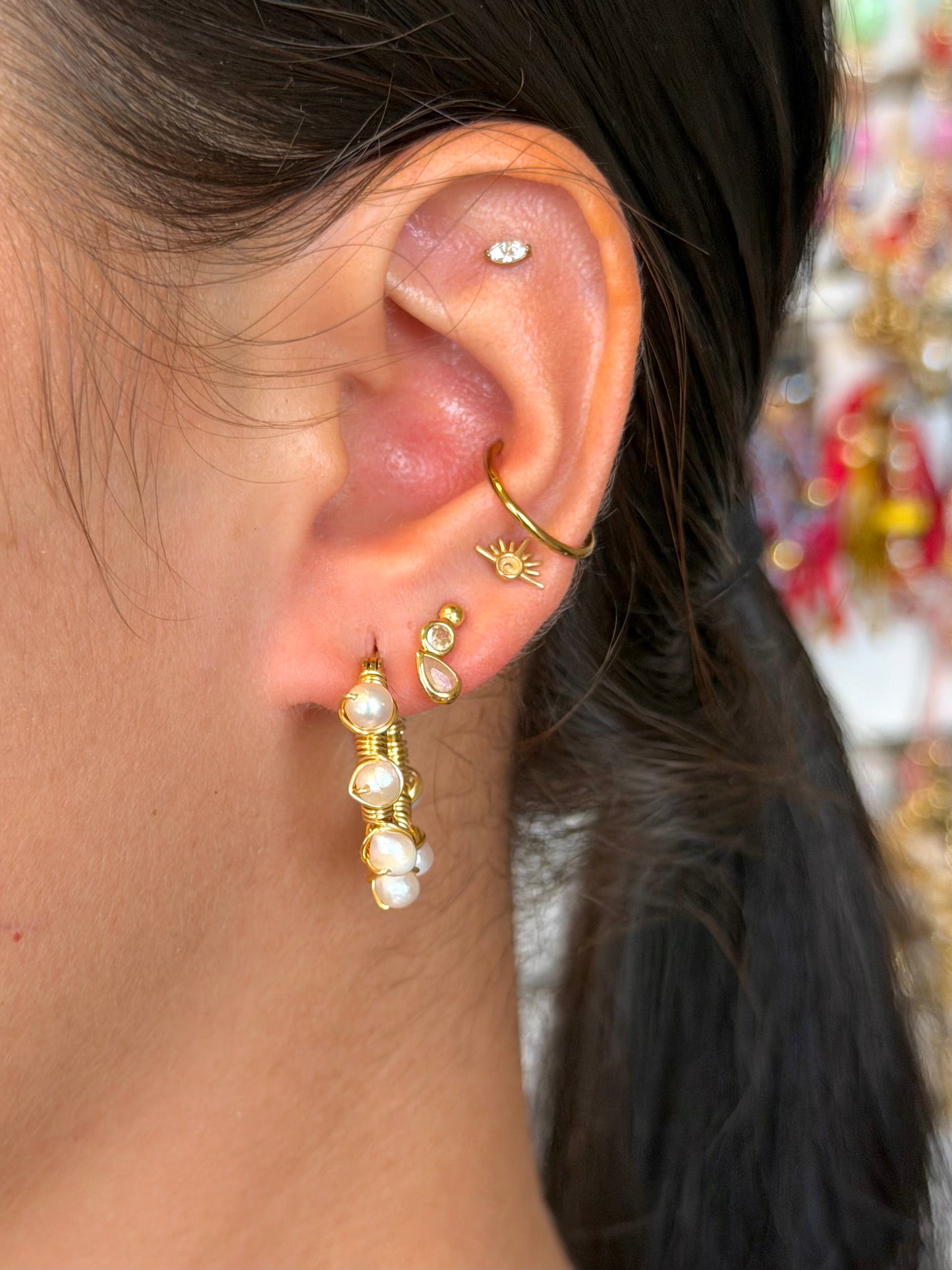 Solearte Pearl Hoops