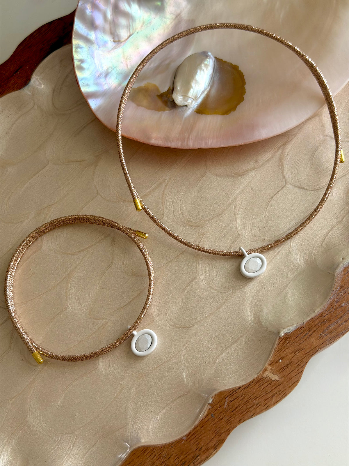 Rose Gold Zirconia Magnetic Cord