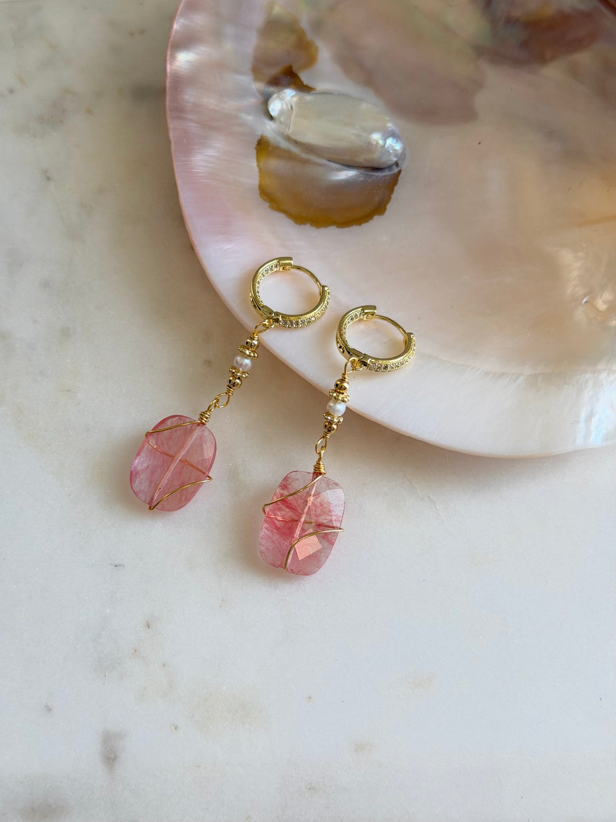 Cherry Quartz Earrings