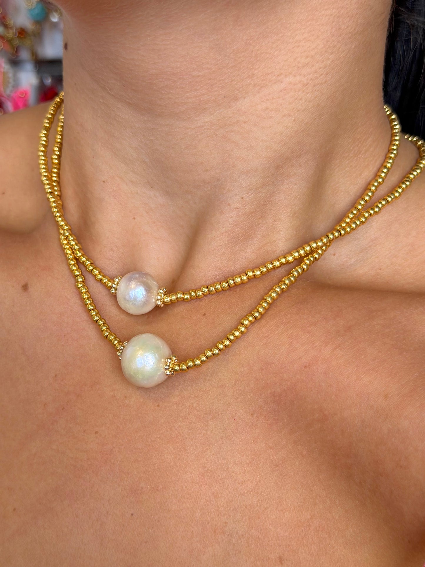 Golden Pearl Necklace
