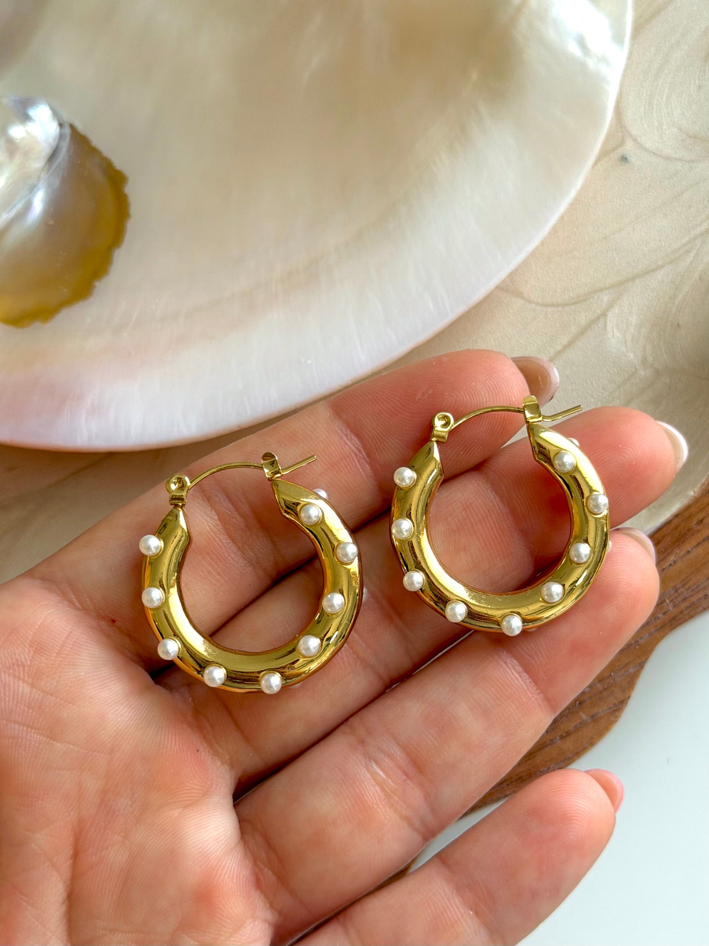 Pearly Hoops Earrings
