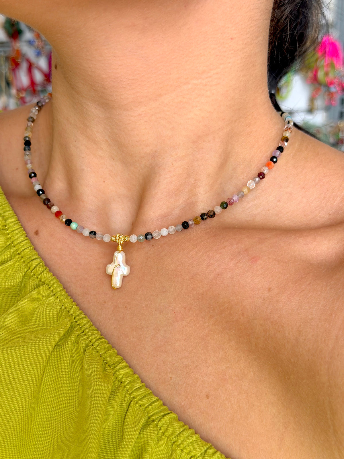 Gemstone Cross Necklace