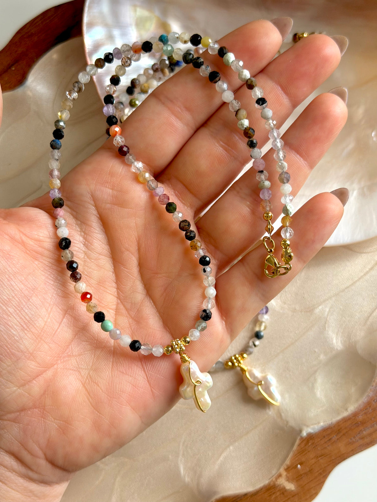 Gemstone Cross Necklace