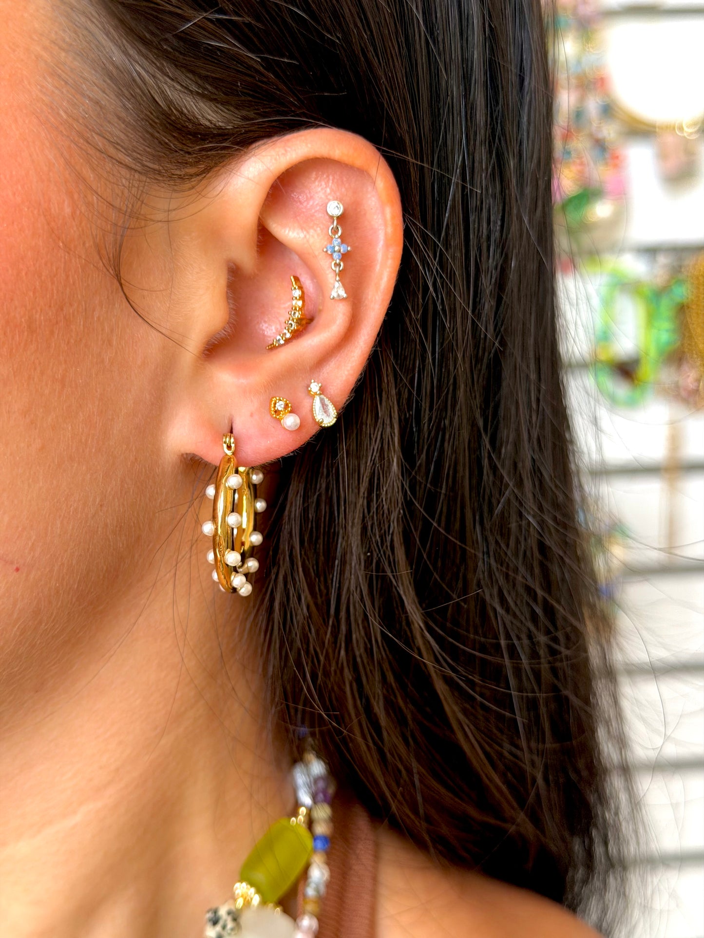 Pearly Hoops Earrings