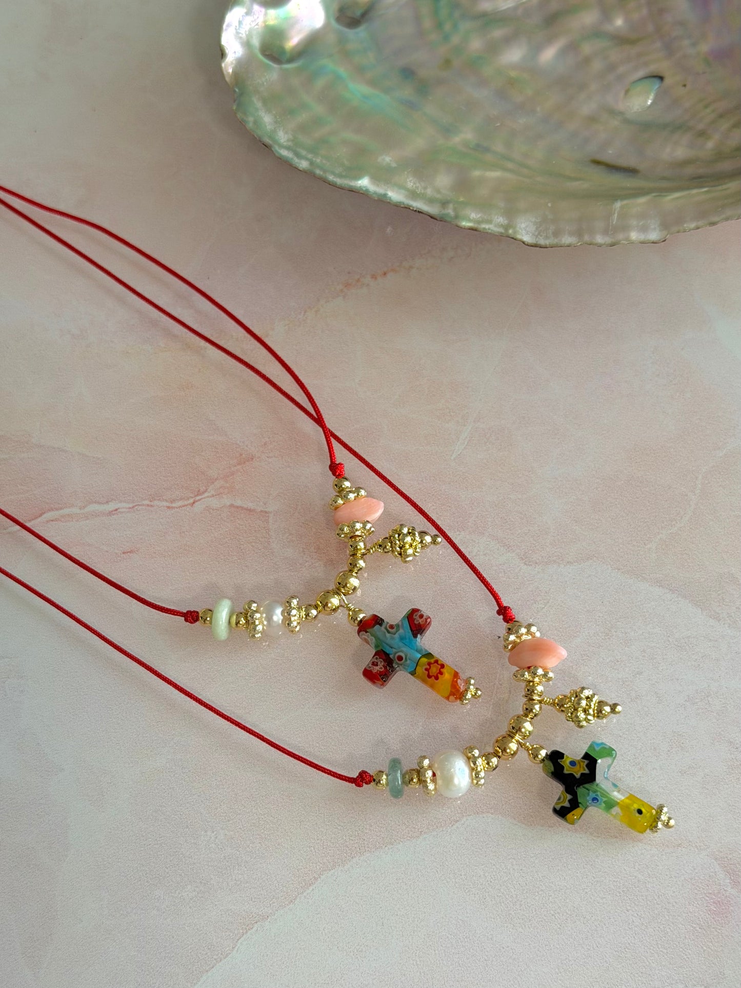 Millefiori Cross Necklace