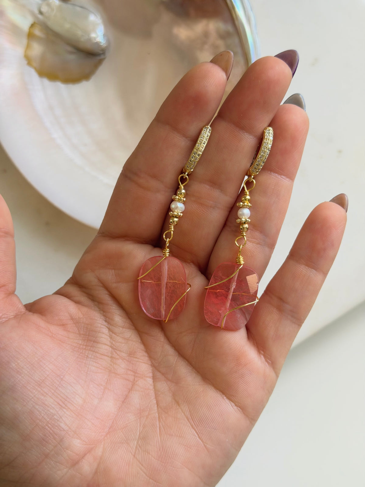 Cherry Quartz Earrings