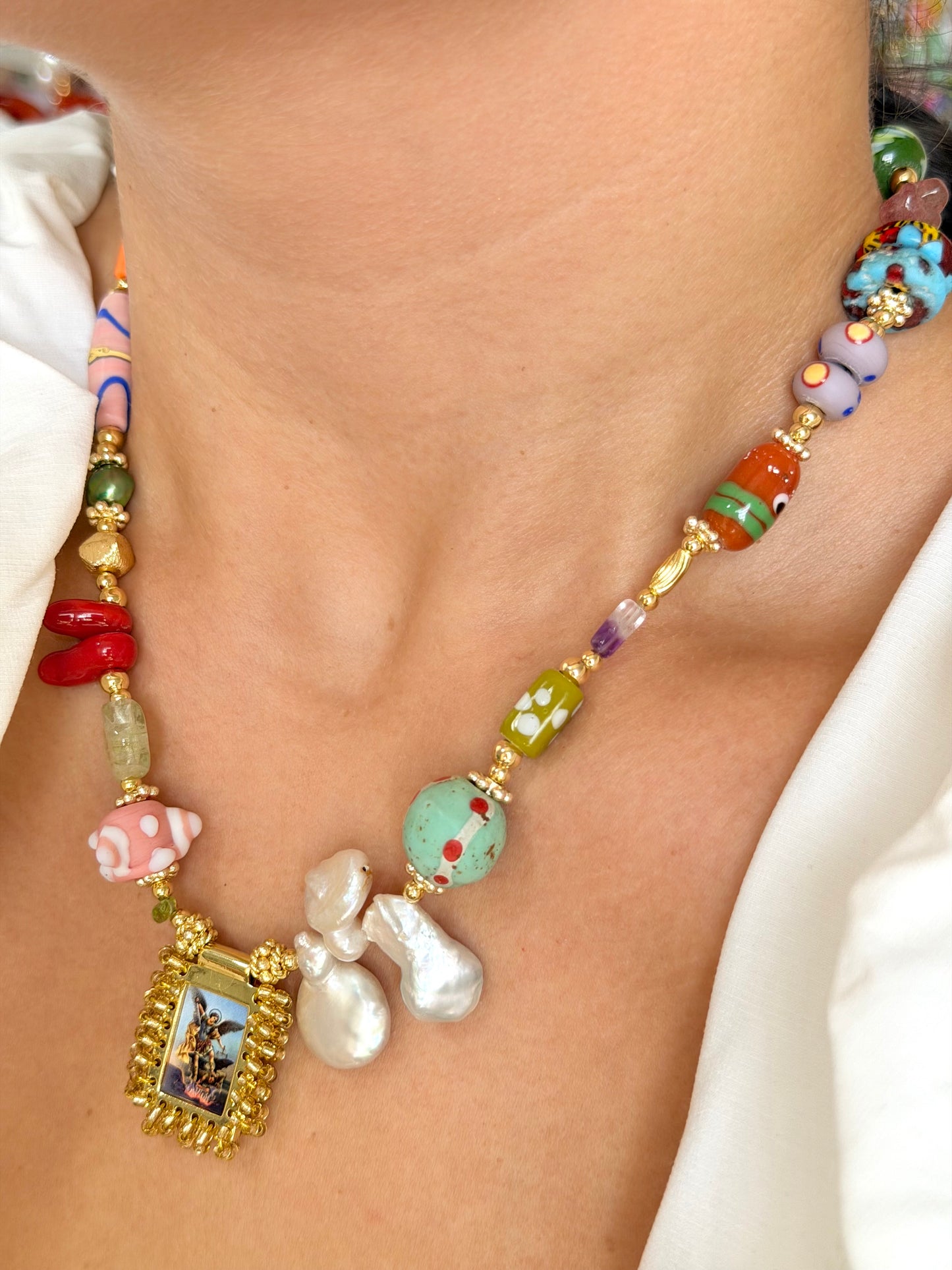 San Miguel Arcángel Escapulario Necklace