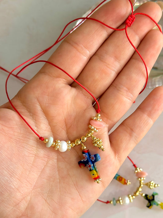 Millefiori Cross Necklace