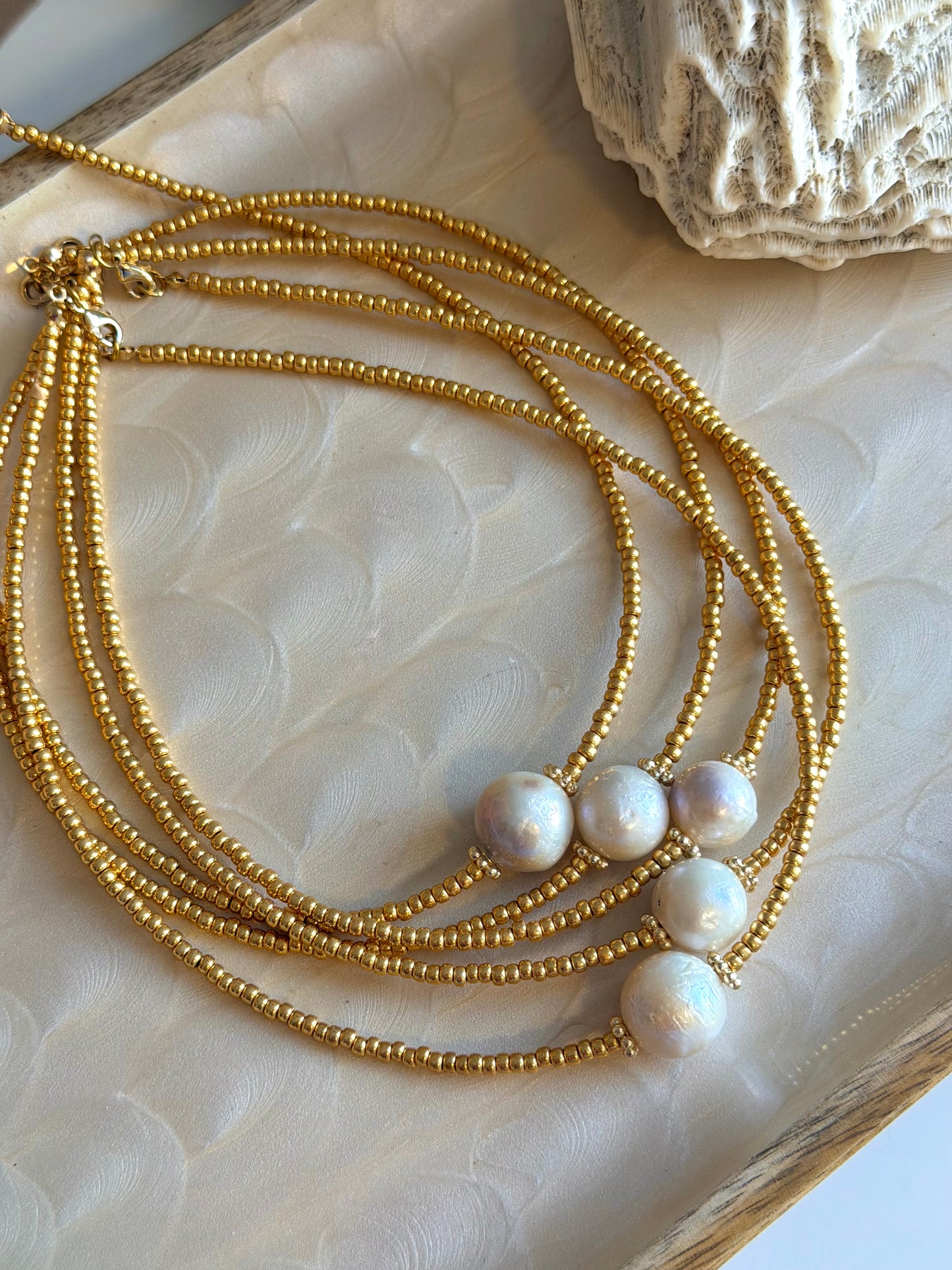 Golden Pearl Necklace