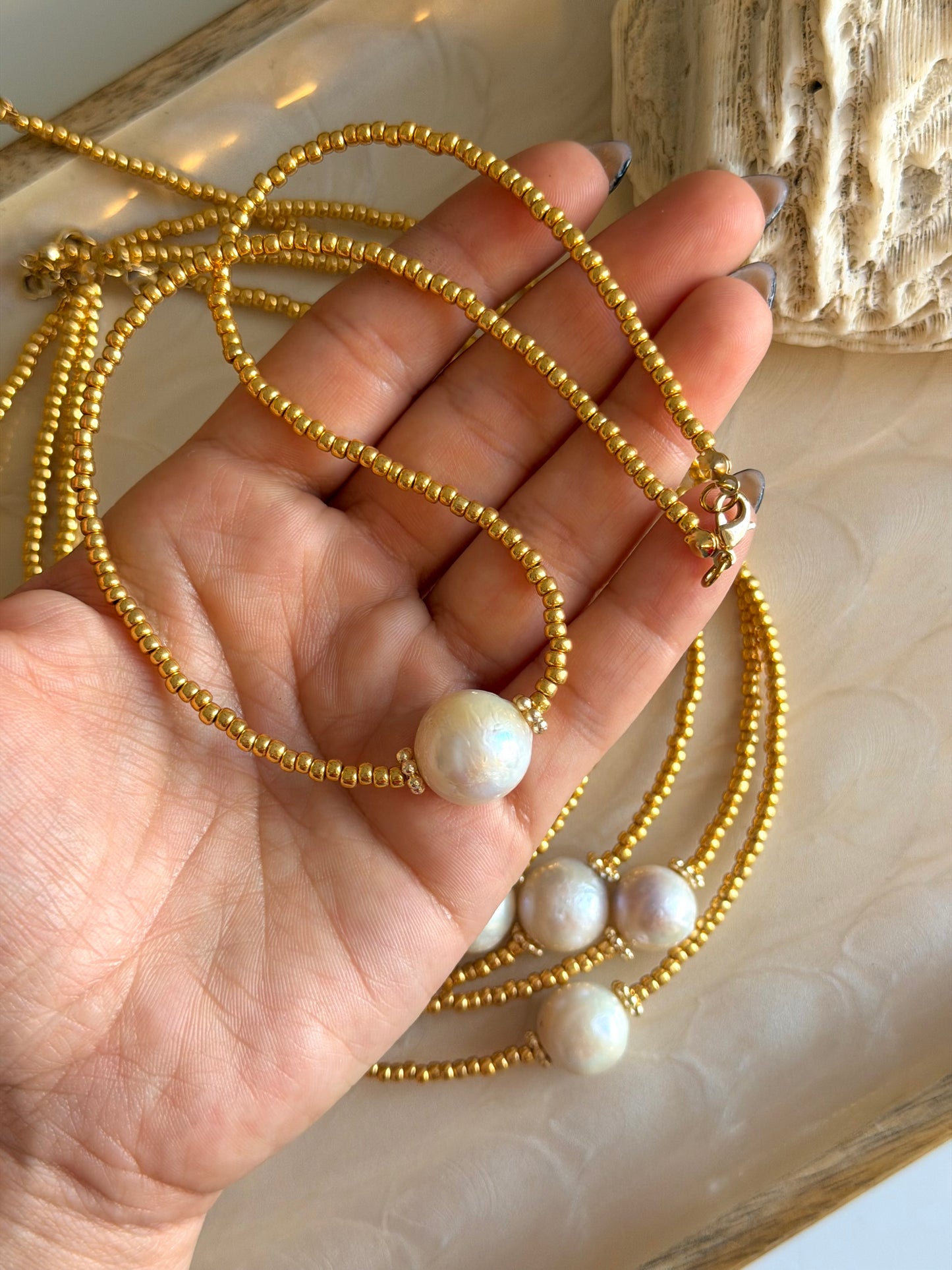 Golden Pearl Necklace